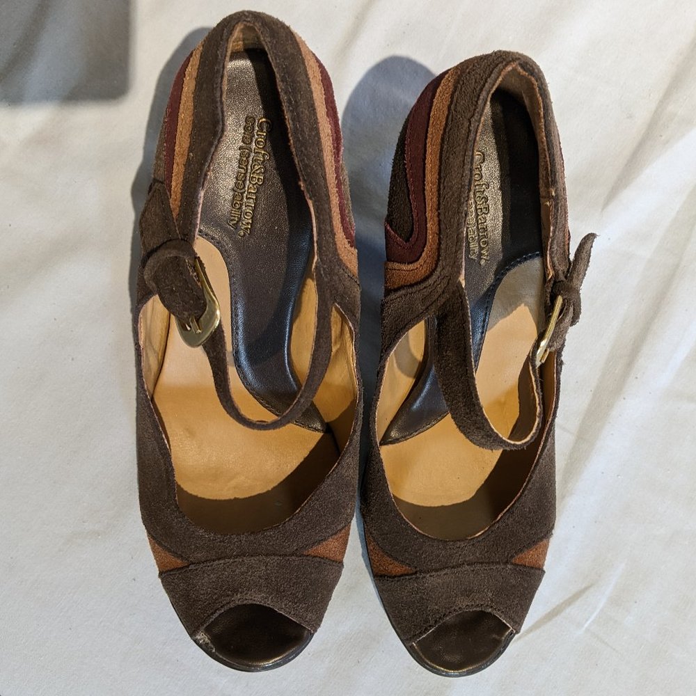 Croft & Barrow Brown/Tan/Wine suede Heels Size 6.5 EUC! Look brand new! - Picture 5 of 8